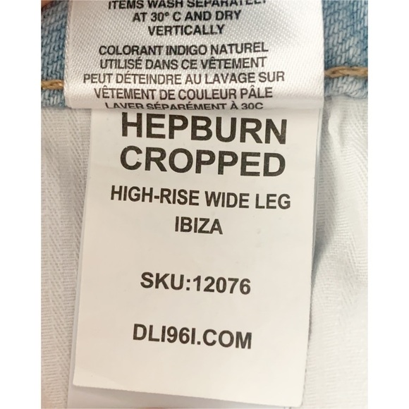 Dl1961 Hepburn Cropped Jeans High Rise Wide Leg Light Wash in Ibiza - Picture 7 of 11